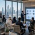 Business team discussing standard operating procedures in a modern Dubai office.
